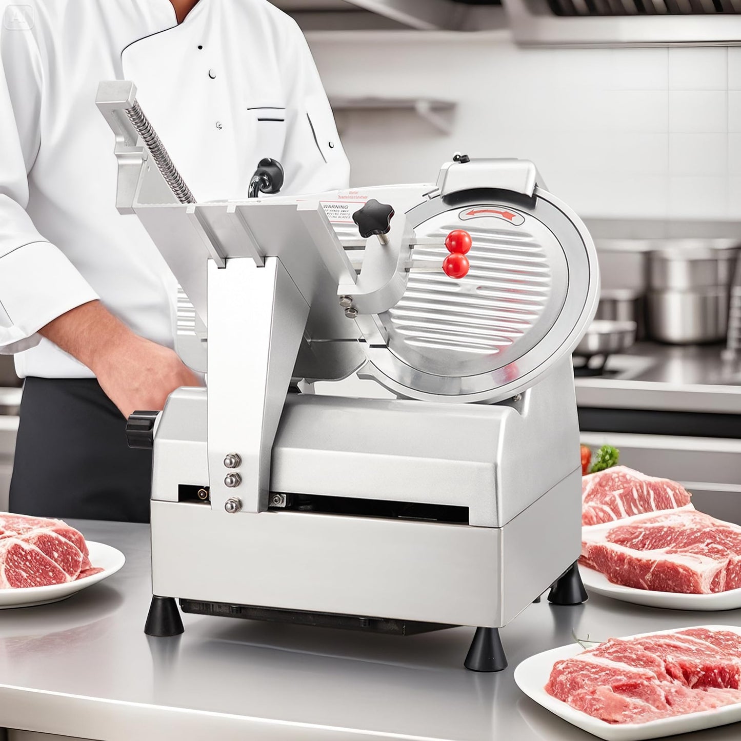 12" Automatic Meat Cutter, Electric Meat Slicer Machine for Home & Commercial Use, 800W Deli Slicer with Adjustable Thickness, Alloy Steel Blade, Built-in Sharpener, Thin Meat, Cheese, Bread