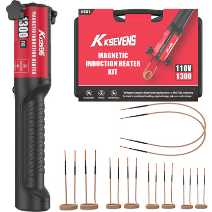 Induction Heater Bolt 1300W 110V,Induction Bolt Heater Removal Tool Kit with 10 Coils for Rusty Screw Removing,Red