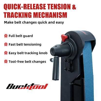 Bucktool Variable Speed 2×42 Inch Belt Sander 3.5A DC Motor with Control Panel, Quick Belt Release, Adjustable Foot, Horizontal or Wall-Mountable Bench Machine for Knife Making and Metalworking