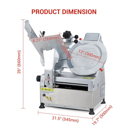 550W Commercial Meat Slicer, Automatic Meat Slicer Machine, Frozen Meat Deli Slicer with Adjustable Thickness From 0 to 15mm for Commercial and Home Use, Low Noise