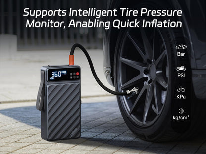 Pelsee 3500A Jump Starter with Air Compressor, 20000mAh Portable Car Battery Jump Starter, 45W Fast Charge, 12V Battery Pack(10L Gas 8L Diesel Engine)with Tire Pressure Monitor, Light,Jumper Cables,E1