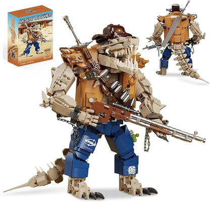 Cowboy Crocodile Building Set Articulated Head Compatible with Lego Adult Hands Feet &amp Jaw 1503 PCS Western Wild Creature Building Block Set for Adults &amp 14+