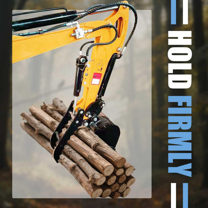 Hydraulic Thumb Clip Attachment 3-Holes for Mini Excavator Small Digger Crawler Small Digger Attachments fit Most of up to 2 tons, with2* M14 Hoses and Converters, Black