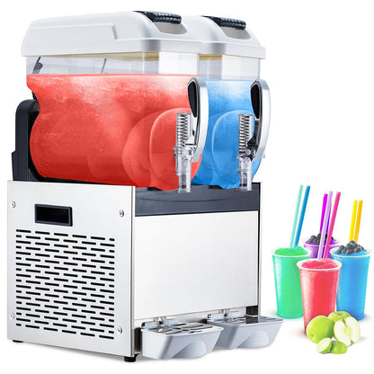 GarveeTech 12 L*2 Commercial Slushie Machine, 700W slushy machine, 6.4 gals cocktail margarita frozen drink machine for home, Electric Large Slushie Machine with Self-cleaning Mode for Restaurant Bar