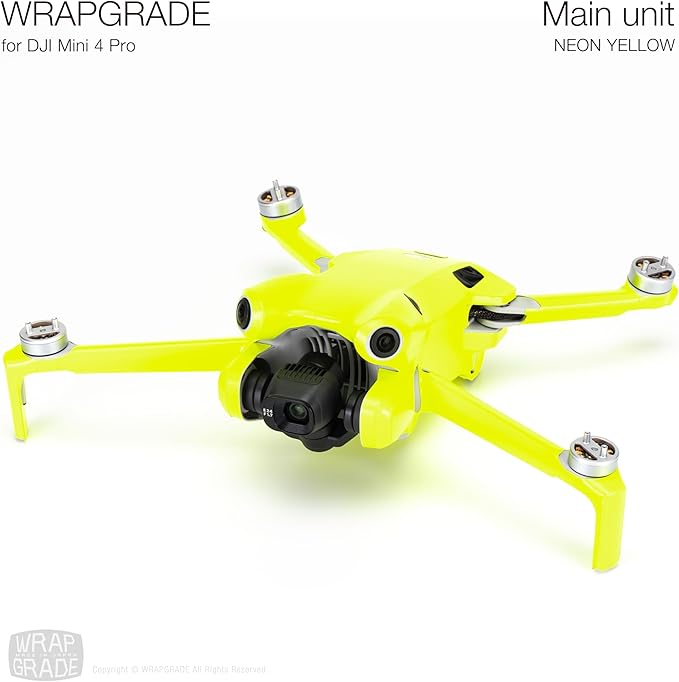 WRAPGRADE Skin Stickers Compatible with DJI Mini 4 Pro | Full Wrap (Neon Yellow)