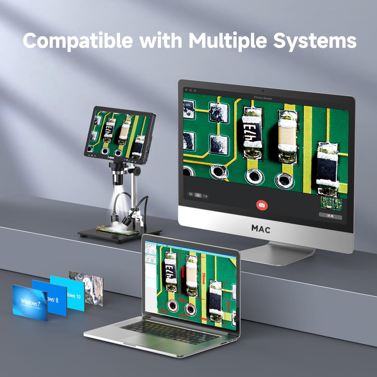 Leipan DM12 Digital Soldering Microscope 2000X, 10.1" Coin Microscope with 32GB TF Card, HDMI Connection for Adults,10 Lights,PC/TV Compatible