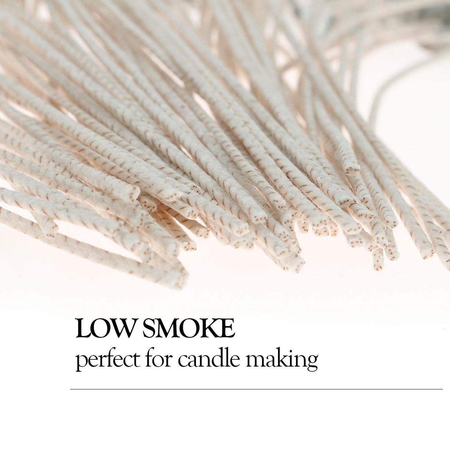 MILIVIXAY 100pcs 8inch Soy Candle Wicks for Candle Making - Coated with Natural Soy Wax, Low Smoke - Cotton Threads Woven with Paper -Thick Candle Wick with Base.