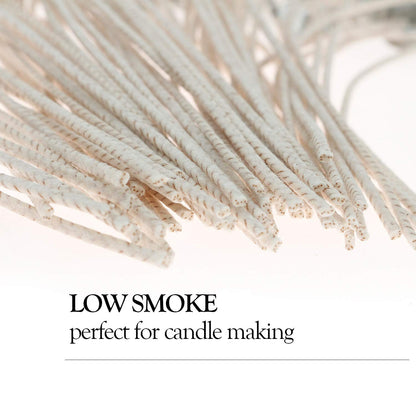 MILIVIXAY 100pcs 8inch Soy Candle Wicks for Candle Making - Coated with Natural Soy Wax, Low Smoke - Cotton Threads Woven with Paper -Thick Candle Wick with Base.