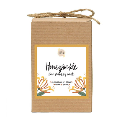 Aira Soy Candles - Organic, Kosher, Vegan Soy Candles w/Therapeutic Grade Essential Oil - Hand-poured w/Pure Soy Candle Wax - Paraffin Free, Burns 110+ Hours - Spring Candle Honeysuckle - 16 Ounces