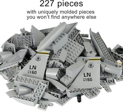 Apostrophe Games Fighter Jet Building Block Set – 227-Pcs F-15 Eagle Fighter Toys Set – Plane for Kids Older Than 10 and Adults – Compatible with All Building Bricks