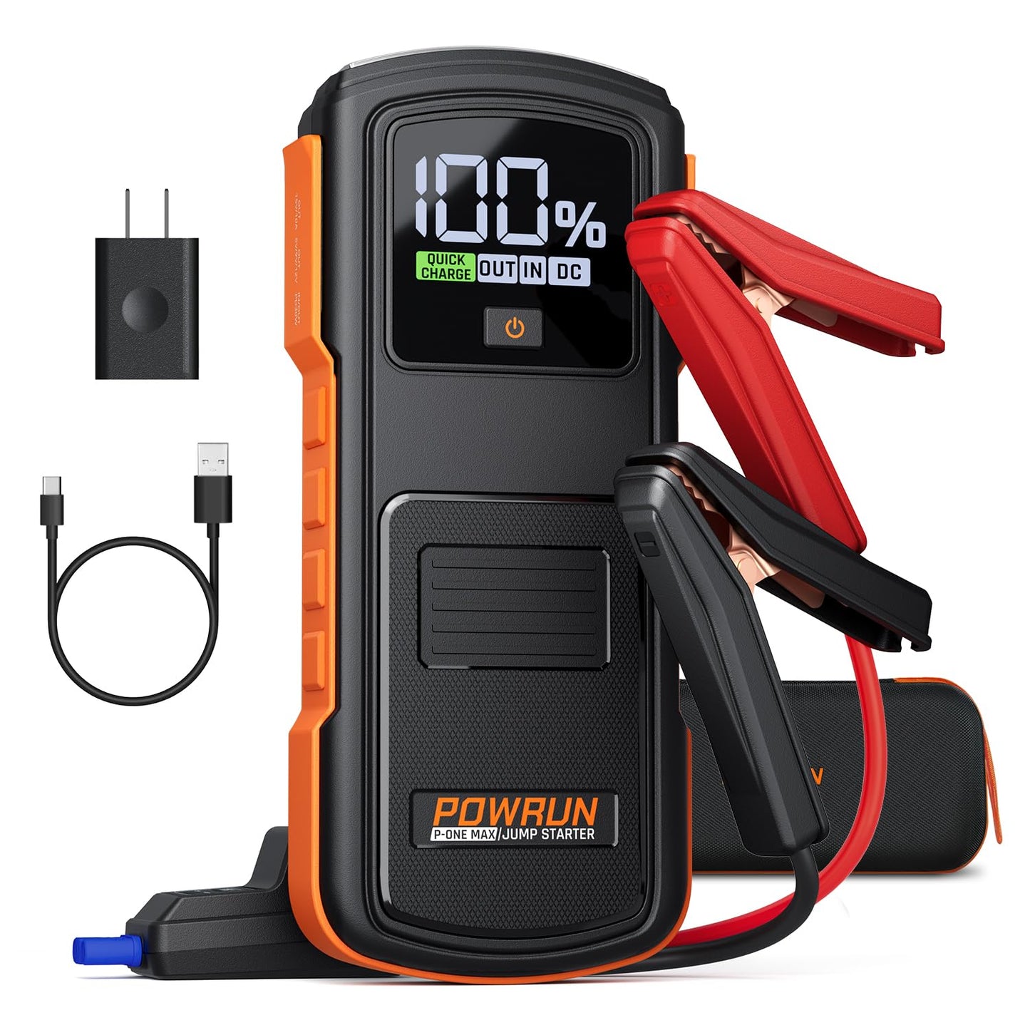 Powrun P-ONE MAX Jump Starter, 4000A Portable Jump Box, Car Jump Starter Battery Pack for All Gas or Diesel Engines up to 10.0L, 12V Car Battery Jump Starter with a Carrying Case