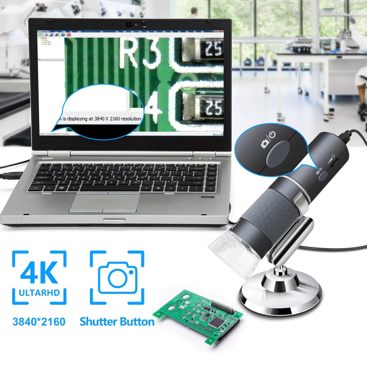 Ninyoon 4K WiFi Microscope for iPhone Android PC, 50-1000X USB Digital Microscope Wireless Super HD Endoscope Camera Compatible with All Cellphones iPad Android Tablet Windows Mac Chrome Linux