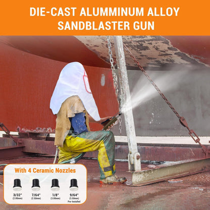 20 Gallon Sand Blaster Sand Blasting Machine, 60-110 Psi Pressure Air Sand Blasting Kit with 4 Ceramic Nozzles & Oil-Water Separator, Portable Abrasive Blaster for Paint Stain Rust Removal