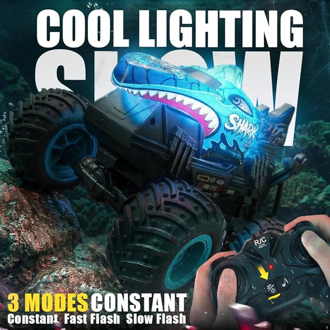BEZGAR Monster Truck Toys Remote Control Monster Truck with Dancing Spins Lights &amp Music 1:20 Remote Control Car for Boys 4-7 5 6 7 8 9 10 +Year Old Boys Birthday Gifts (Blue)