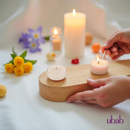 Ubab Handcrafted Scented Tealight Candles|Eco-Friendly Premium Soy Wax|Set of 40 (38 cm X 15 cm) Tealights|Lavender Bliss+Cocoa Mist Combo|12g Each|Upto 4.5 HRS Burn Time Each|Aromatherapy Candles