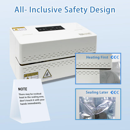 Eurannit Heat Sealer Machine, Automatic Continuous Band Sealer with Digital Temperature Control, Horizontal Bag Sealer for Packing Bags, Desktop White