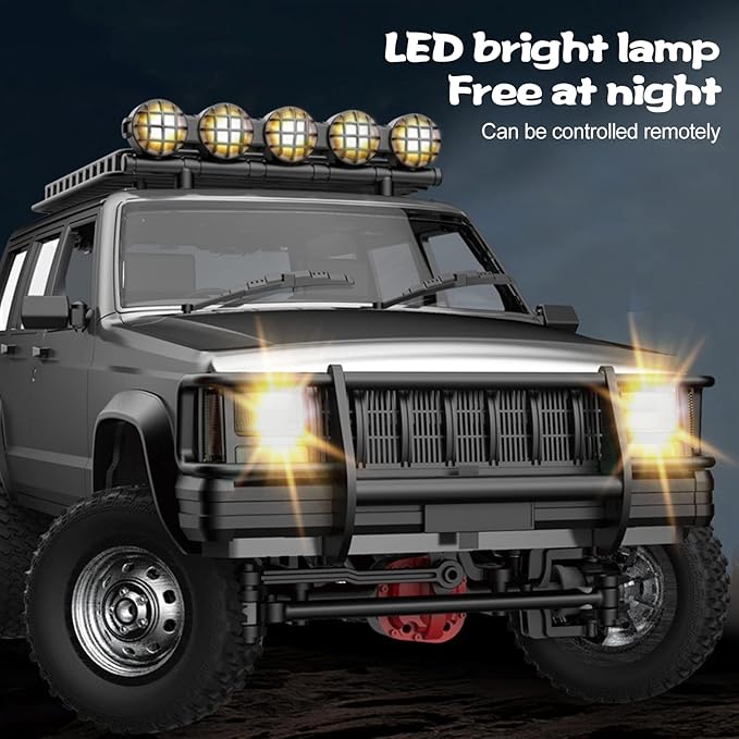 Goolsky RC Rock Crawler 1:12 Scale Remote Control Car 4WD Off Road RC Truck 2.4Ghz All Terrains Climbing Vehicle RC Car with LED Lights for Adults Include 2 Batteries (Silver)