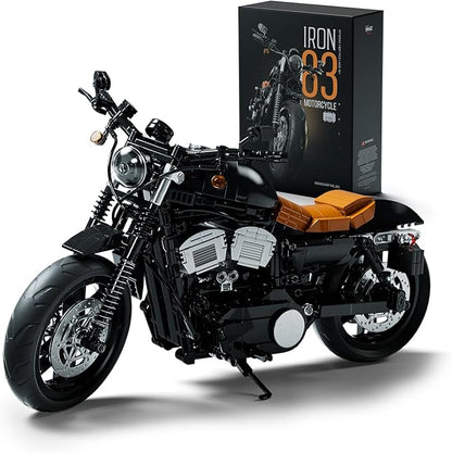 Nifeliz Iron 83 Motorcycle Model Set for Adults Classic Cruiser Bike Building Set with Realistic Details Collectible Display Model and Gift for Motorcycle Enthusiasts (827 PCS NF10342)