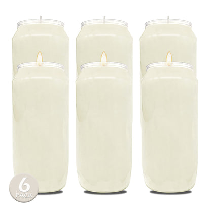Hyoola 7 Day White Prayer Candles, 6 Pack - 6" Tall Pillar Candles for Religious, Memorial, Party Decor, Vigil and Emergency Use - Vegetable Oil Wax in Plastic Jar Container