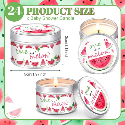 MTLEE 24 Pcs One in a Melon Baby Shower Party Favors Candles Lavender Scented Baby Shower Favors for Guests Rustic Tealights Candles Gender Reveal Return Gifts (1.2 oz, Red)