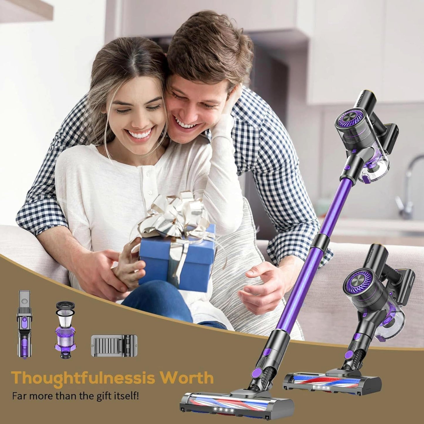 MBTTODF Vacuum Cleaner for Home,Stick Vacuum with Self-Standing and Touch Screen,Hardwood Floor Vacuum for Pet Hair,Tile