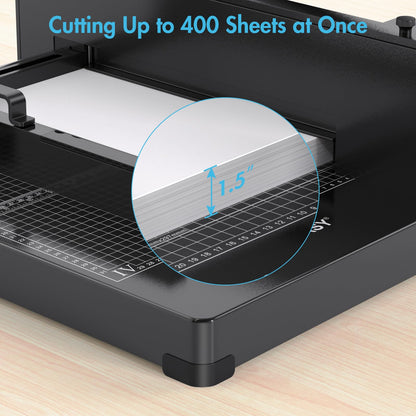 Paper Cutter 12 Inch, Heavy Duty Paper Cutter for A4 Paper, Guillotine Paper Cutter 400 Sheet Capacity, Solid Steel Construction