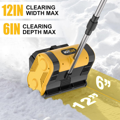 Cordless Electric Snow Shovel, Brushless 12-Inch Width 6-Inch Depth Snow Blower, Lightweight Snow Thrower Machine, Efficient Snow Removal with Battery and Charger, 2 Batteries