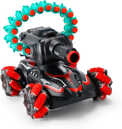 BOKSYUR Rc Car Shoot SoftBulletFits for NerfRc Tank That ShootsBattle ANK with Remote Control Tank That Shoots Foam Darts-Stunts16Foam Darts- Birthday Presents ForKids 7 8 9 10 11 Year Old（red）