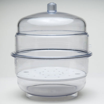 SP Bel-Art "Space Saver" Polycarbonate Vacuum Desiccator with Clear Polycarbonate Bottom; 0.31 cu. ft. (F42027-0000) Made in USA