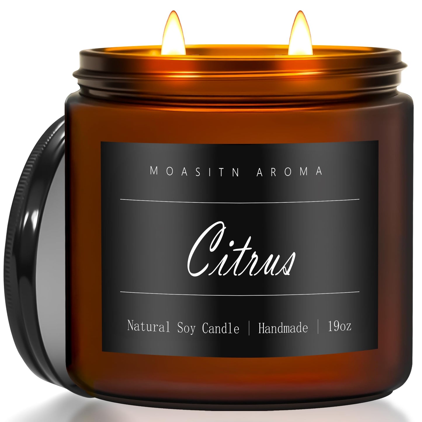 MOASITN Citrus Large Heavenly Scented Candles for Home|19oz 100h Long Lasting Clean Burn|Natural Soy Aromatherapy Candle|2 Wick Jar Candle for Women,Men as Relaxing,Birthday,Housewarming Gifts