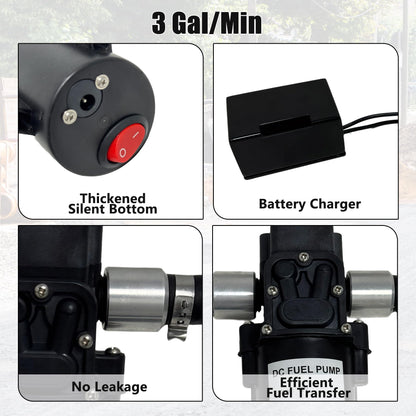 Garvee 15 gal Gas Caddy, 57L Portable Fuel Tank and Fuel Transfer Pump with 10-Foot Hose for Lawn Mower, Farm, Marine, and Home Use