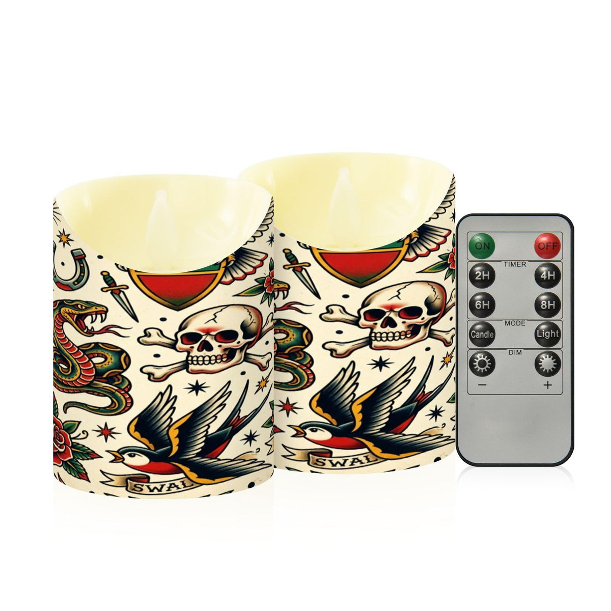 Gravopti Old School 2 Pack Flameless LED Pillar Candles with Remote & Timer, Battery Operated, Flickering Wax Candle for Wedding, Romantic Home & Party Decor