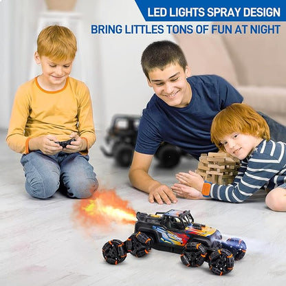 RC Stunt Car Remote Control Monster Truck - 360° Drift Car with Gesture Sensing 45°Hill Climbing Cool LED Lights &amp Music Effects - Top RC Cars Gift for Boys 8-12