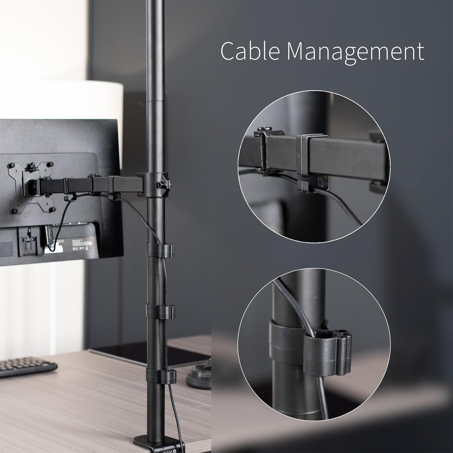 VIVO Extra Tall Single Monitor Desk Mount, 39 inch Pole VESA Stand for 13 to 32 inch Screens and up to 38 inch Ultrawides, Holds 22 lbs, Black, STAND-V011