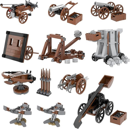 564Pcs Medieval Weapons Building Block Set Castle Defense MOC Bricks Pack Military Siege Equipment Parts Knights Battle Accessories.