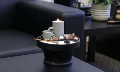 Nature’s Mark Relaxation Indoor Tabletop Water Fountain Zen Garden Combo Décor with Tealight Candle Holder, Succulents, and Accessories (6”H x 7”D) (Candle Not Included)