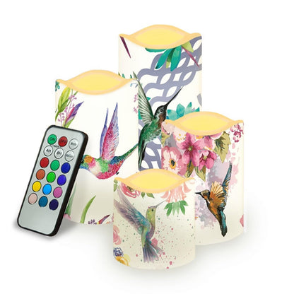 Ystardream Hummingbird Flower Flameless Candles Flicker Spring Summer Theme Decorative Decor for Wedding Date Proposal Easter Dinner Table Home Mother's Day Gift