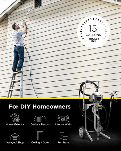 InoKraft MaXpray M3 Cart Airless Paint Sprayer, Highly Efficient Thinning-Free Minimal Overspray for Up to 15 Gallon DIY Painting Projects Home Interior & House Exterior, with Sprayer Accessories