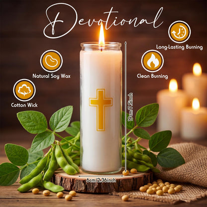 MTLEE 4 Pack Prayer Candles Clear Glass 9 Day Devotional Pillar Candles with 120 Hours Long Burn Time, Religious Candle Catholic for Memorials, Vigil, Meditation Church and Emergency Use