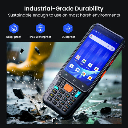 Eyoyo Wireless Android Barcode Scanner: Upgraded Android 15 Handheld Mobile Computer PDA with WiFi Bluetooth Cellular Connection, 4" Touch Screen & Keypad, GPS 1D/2D/QR Warehouse Inventory Scanner