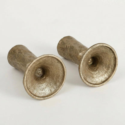 Antique Brass Iron Taper Candle Holders Set of 2, Heavy Candlestick Holders for Table Centerpiece, Gold Candle Stick Holders for Dining, Wedding, Mantel & Home Decor, Fits 3/4 Inch Candles