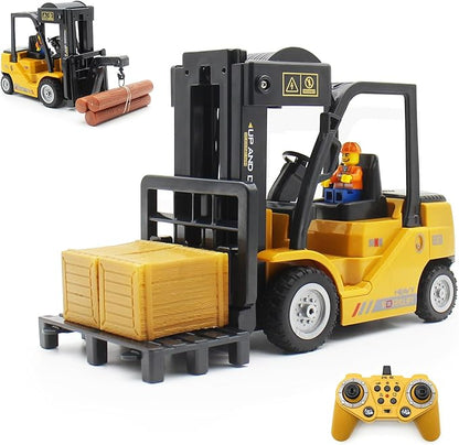 Remote Control Forklift 12 Channel 2 Mode RC Forklift W/Pallets/Boxes/Sound/Light/Spray Two Rechargeable Batteries &amp Charge Kids Forkliftrrucks Toy Christmas &amp Birthday Gifts