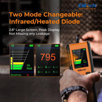 Elitech Refrigerant Leak Detector, Infrared & Heated Diode Sensors in 1 Unit, HVAC Halogen Gas Sniffer, Anti-Interference, IR-200