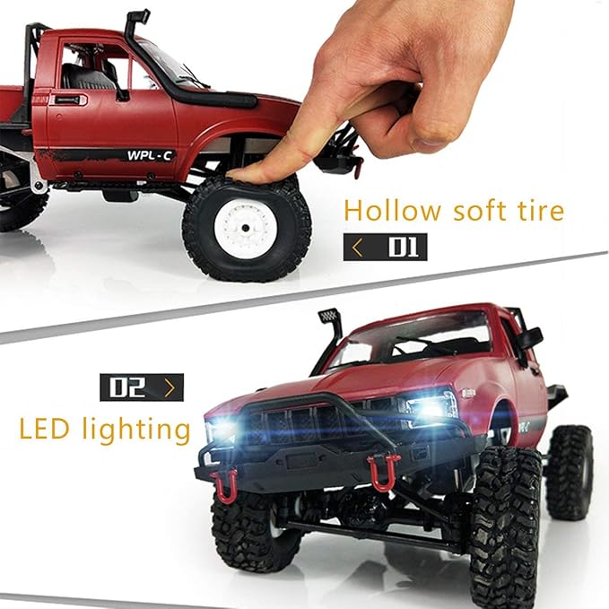 YIKESHU RC Crawler RC Truck Remote Control Rock Crawler Off-Road Racing Vehicles 1:16 2.4G 2CH 4WD Offroad Semi Trucks All Terrain Car RTR Hobby RC Pickup for Adults