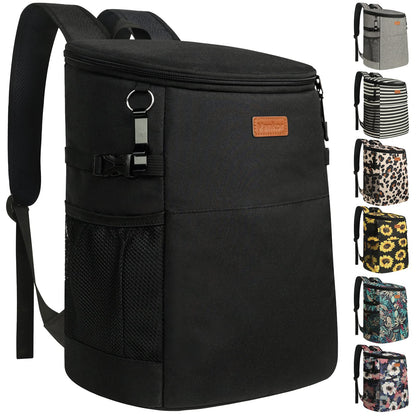 Camping Cooler Backpack 30 Cans, Soft Backpack Coolers Insulated Leak Proof Travel Cooler Bag Waterproof Lunch Picnic Beach Work Trip Thermal Bag Drink Beverage Beer Cooler Black