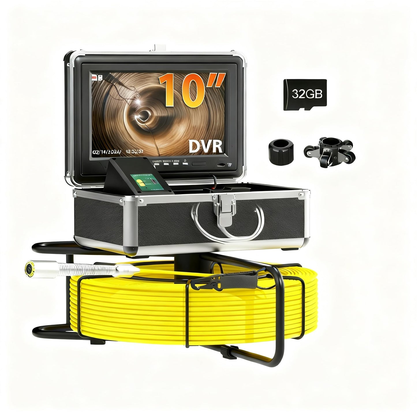 Sewer Camera 100ft, Drain Camera with 10'' IPS DVR, 1080P HD Pipeline Inspection Camera with 23mm Sapphire Lens, 5X Zoom, Meter Counter, Sewer Inspection Camera, Pipe Camera with 7mm Cable & 32G Card