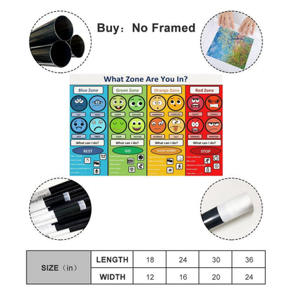 MYLU Emotional Management Zones Of Regulation Educational Poster 3 Canvas Poster Bedroom Decor Sports Landscape Office Room Decor Gift Unframe-style 12x18inch(30x45cm)