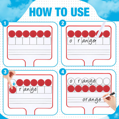 Seajan 18 Pcs Magnetic Paddle Set Education Dry Erase Double Side Handheld Answer Board with Magnetic Counters Discs Phonemic Awareness Phonics Games Toy for Students Kids Teaching Supply (‌Vivid)