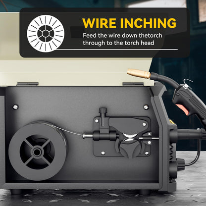 140A MIG Welder,Gasless/Lift TIG/MMA 3 in 1 Multi-process Synergic Control Welding Machine LED Digital Display 110V/220V Dual Voltage
