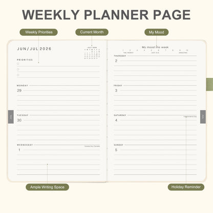 And Per Se Academic Planner 2026-2027 – Weekly & Monthly Planner, July 2026 to June 2027, A5 Leather Hardcover with Inner Pocket – Student & Teacher Organizer, 5.7" x 8"(Botanical Floral)